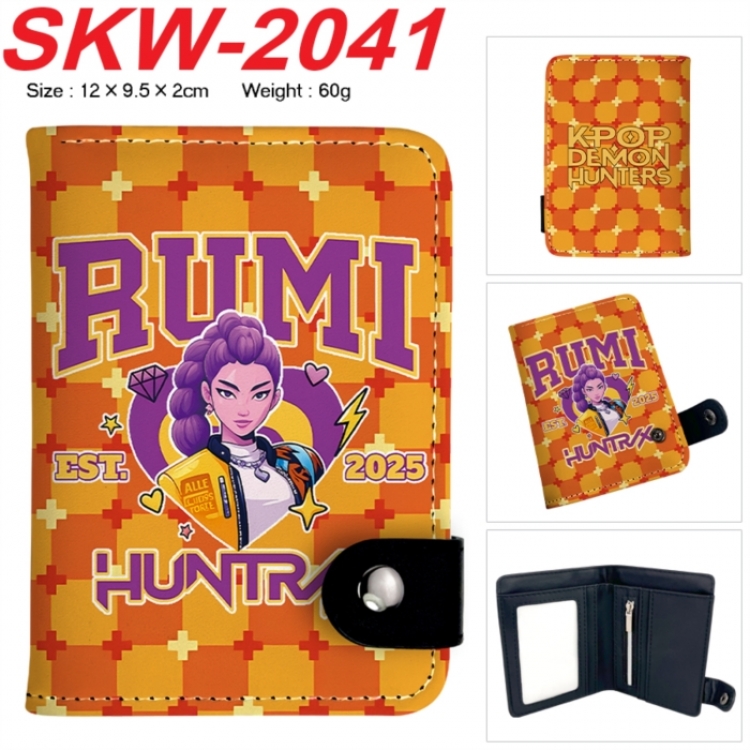 K-Pop Demon Hunters Anime PU leather full color buckle two fold wallet 12X10X2CM