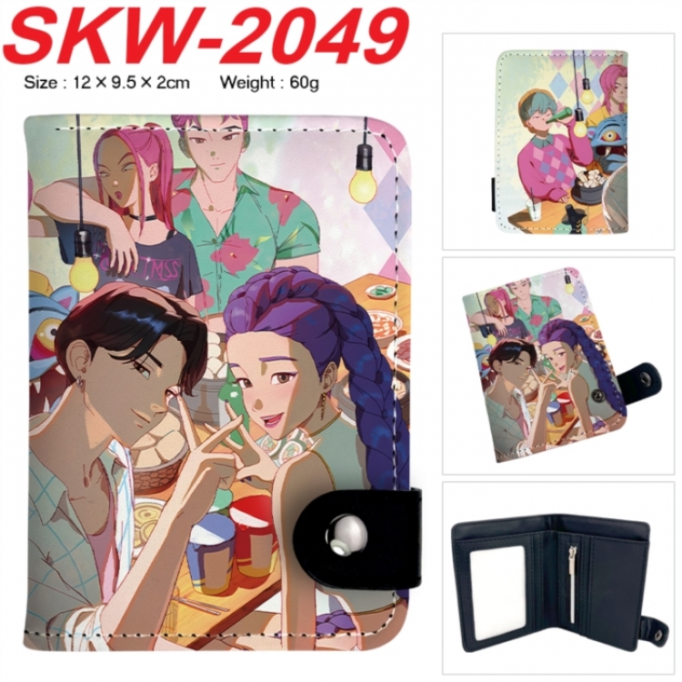 K-Pop Demon Hunters Anime PU leather full color buckle two fold wallet 12X10X2CM