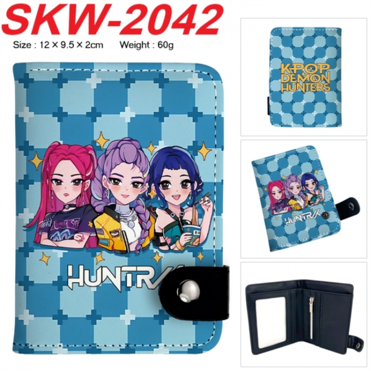 K-Pop Demon Hunters Anime PU leather full color buckle two fold wallet 12X10X2CM