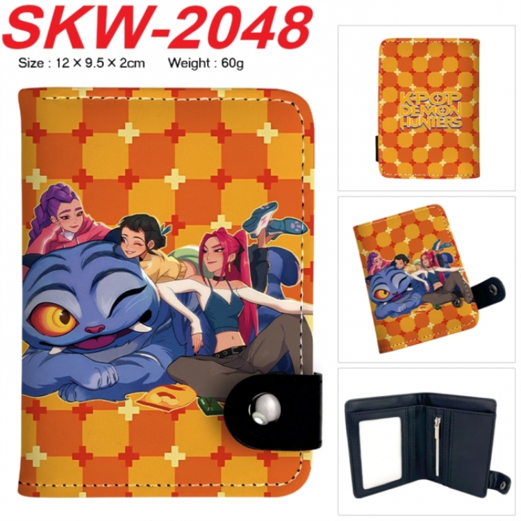 K-Pop Demon Hunters Anime PU leather full color buckle two fold wallet 12X10X2CM