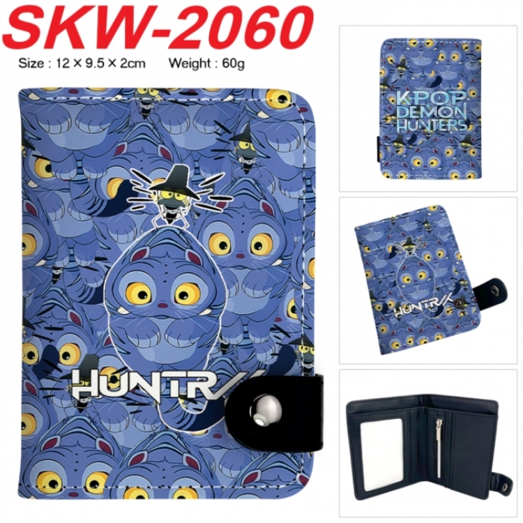 K-Pop Demon Hunters Anime PU leather full color buckle two fold wallet 12X10X2CM