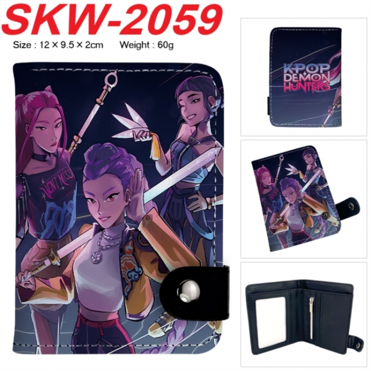 K-Pop Demon Hunters Anime PU leather full color buckle two fold wallet 12X10X2CM