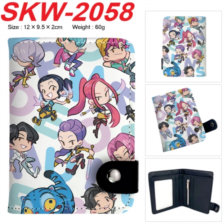K-Pop Demon Hunters Anime PU leather full color buckle two fold wallet 12X10X2CM