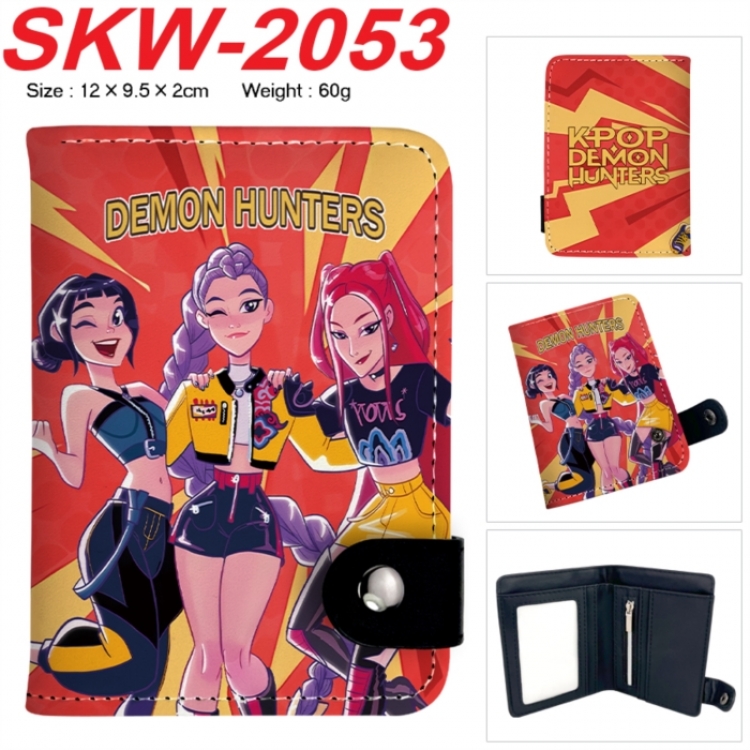 K-Pop Demon Hunters Anime PU leather full color buckle two fold wallet 12X10X2CM