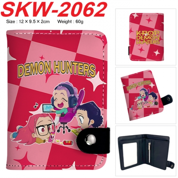 K-Pop Demon Hunters Anime PU leather full color buckle two fold wallet 12X10X2CM