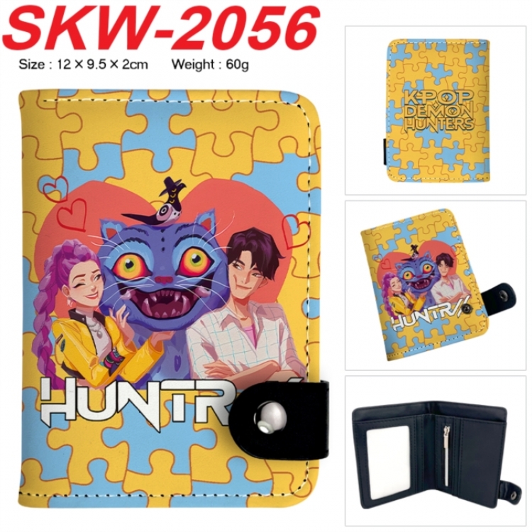 K-Pop Demon Hunters Anime PU leather full color buckle two fold wallet 12X10X2CM