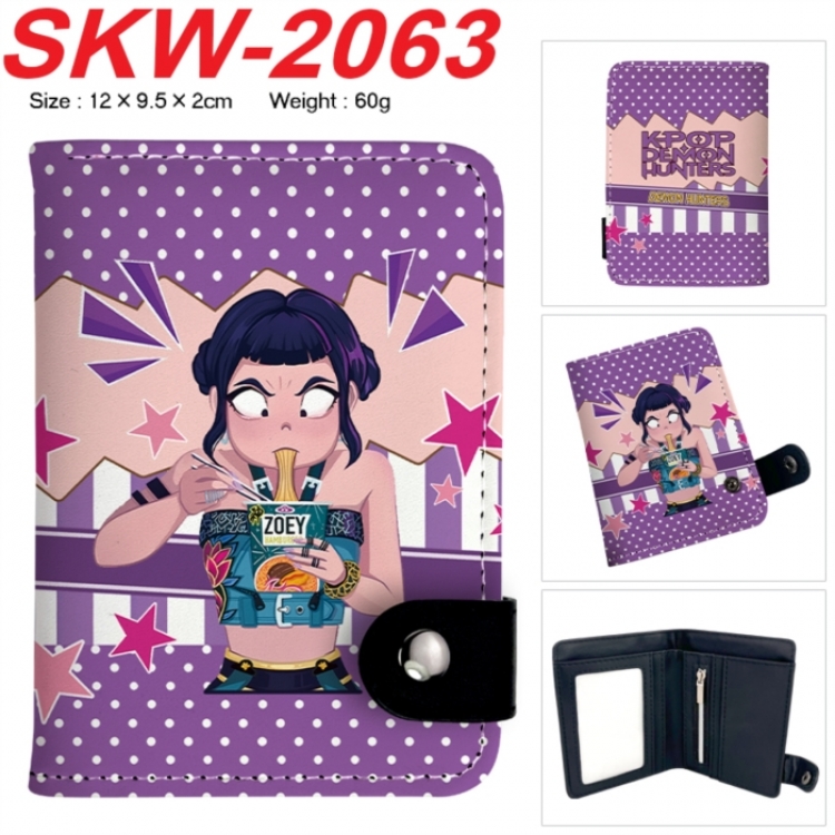K-Pop Demon Hunters Anime PU leather full color buckle two fold wallet 12X10X2CM