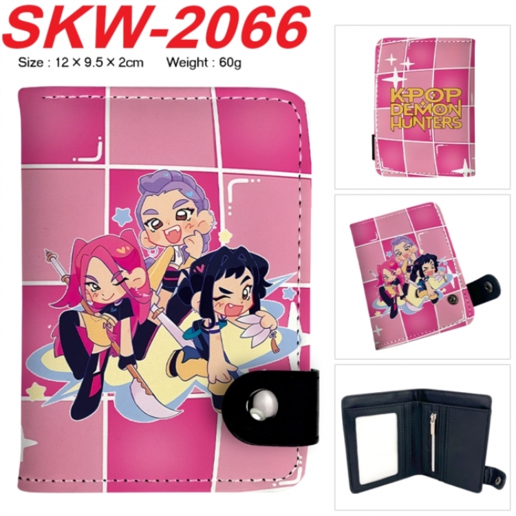 K-Pop Demon Hunters Anime PU leather full color buckle two fold wallet 12X10X2CM