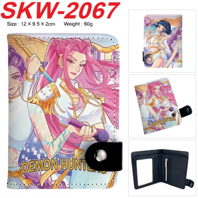 K-Pop Demon Hunters Anime PU leather full color buckle two fold wallet 12X10X2CM