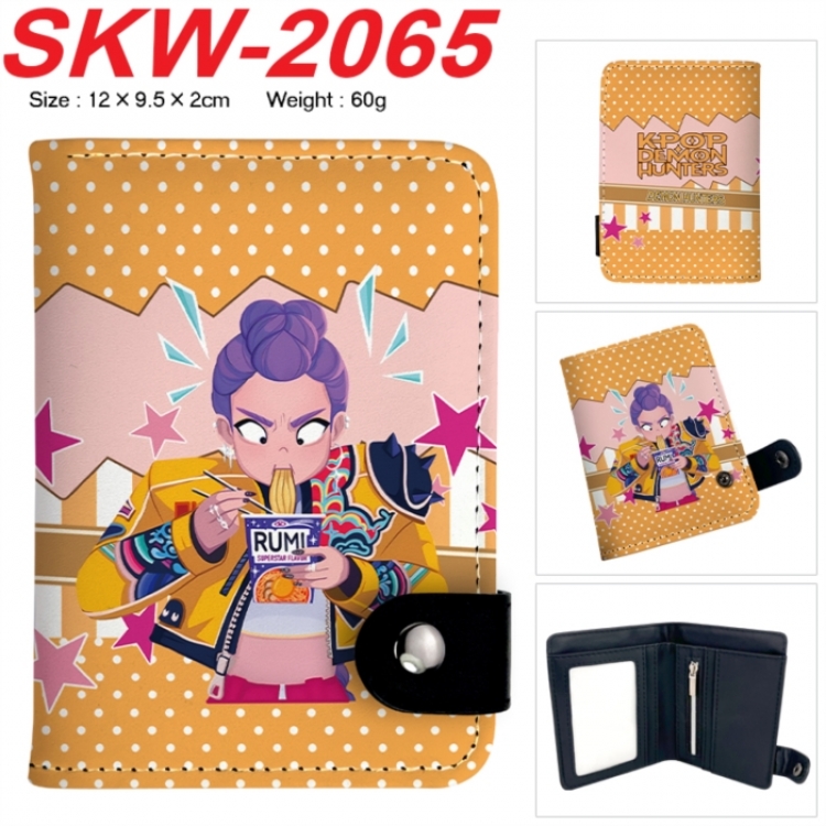 K-Pop Demon Hunters Anime PU leather full color buckle two fold wallet 12X10X2CM