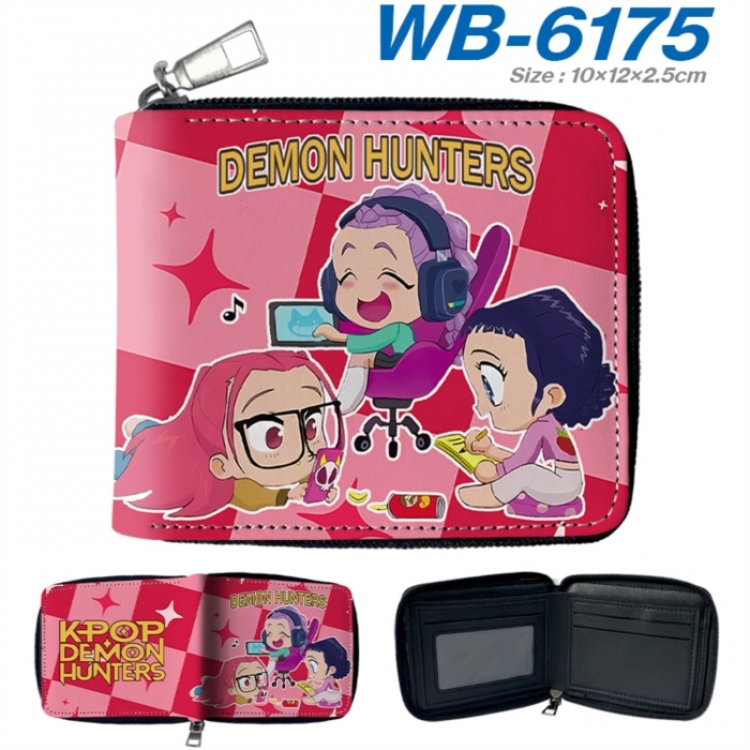 K-Pop Demon Hunters Anime color short full zip folding wallet 10x12x2.5cm