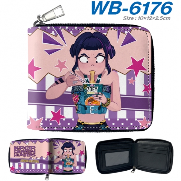 K-Pop Demon Hunters Anime color short full zip folding wallet 10x12x2.5cm