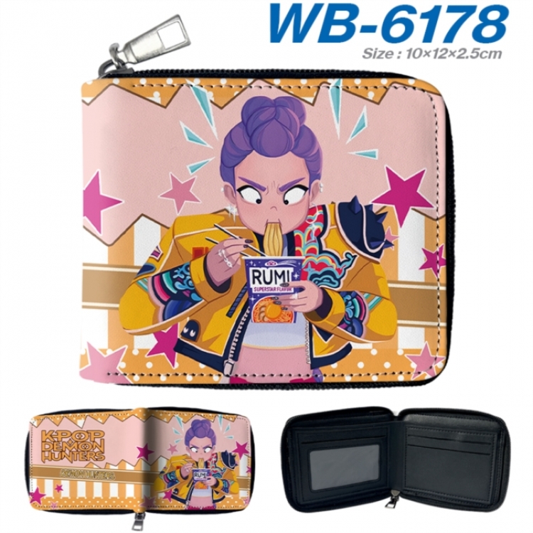 K-Pop Demon Hunters Anime color short full zip folding wallet 10x12x2.5cm