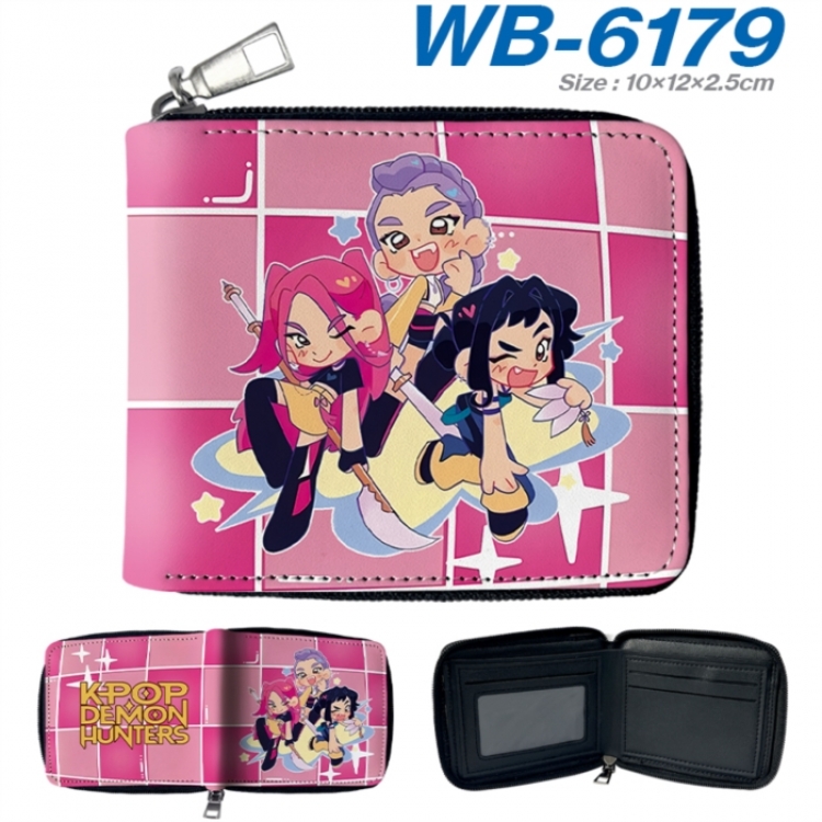 K-Pop Demon Hunters Anime color short full zip folding wallet 10x12x2.5cm