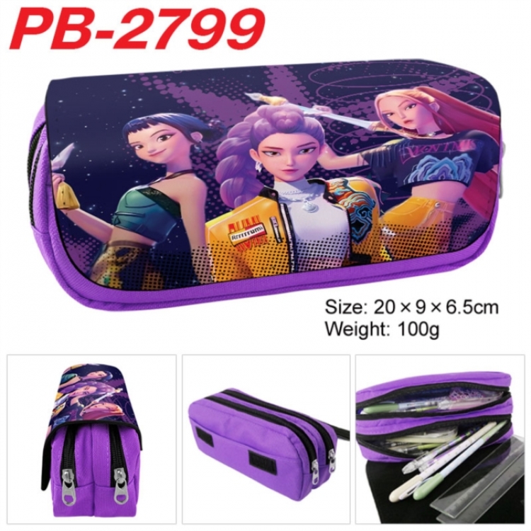 K-Pop Demon Hunters Anime double-layer pu leather printing pencil case 20x9x6.5cm