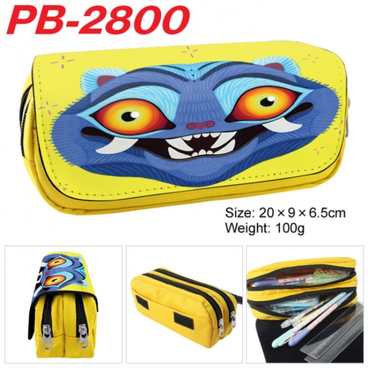K-Pop Demon Hunters Anime double-layer pu leather printing pencil case 20x9x6.5cm