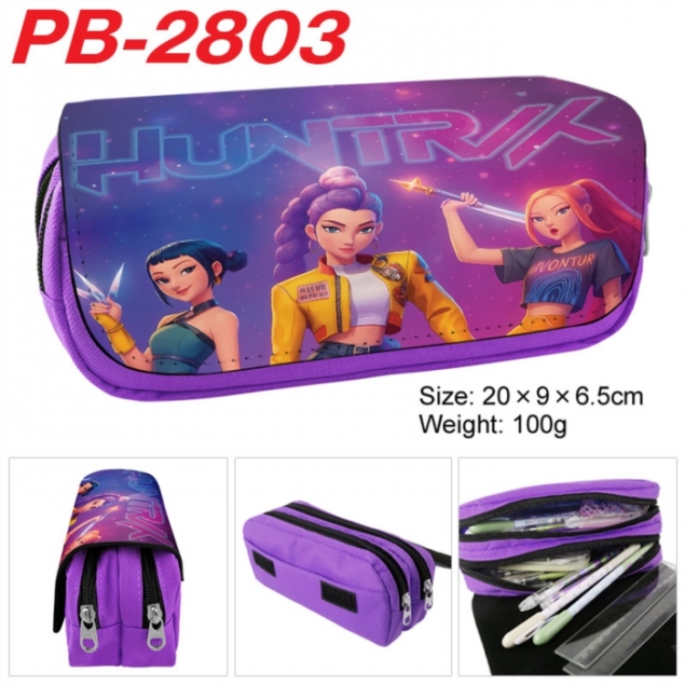 K-Pop Demon Hunters Anime double-layer pu leather printing pencil case 20x9x6.5cm