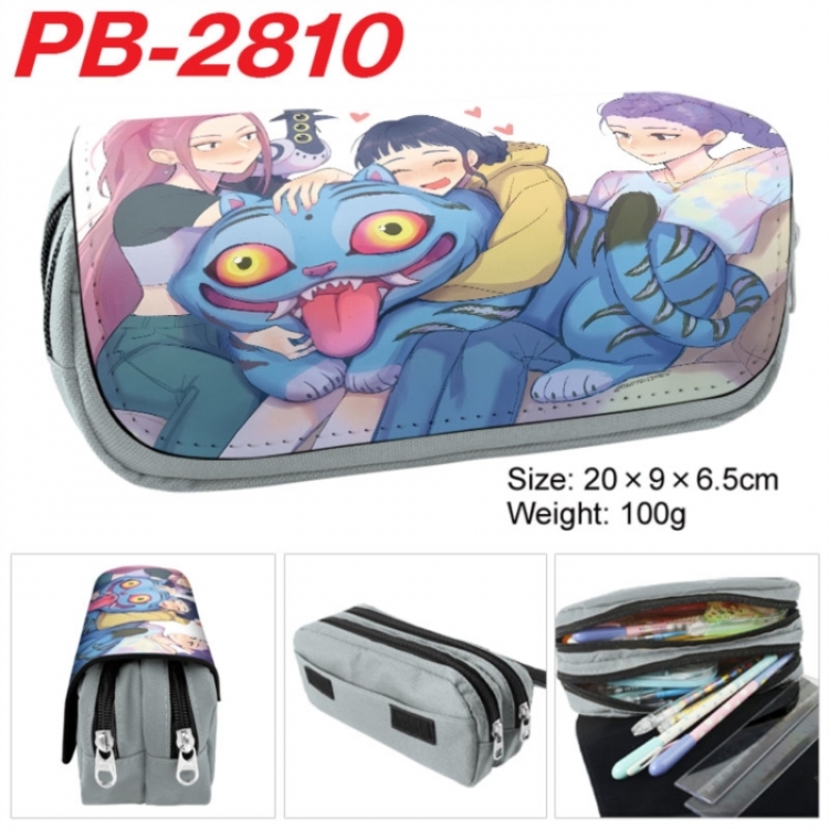 K-Pop Demon Hunters Anime double-layer pu leather printing pencil case 20x9x6.5cm