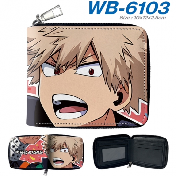 My Hero Academia Anime color short full zip folding wallet 10x12x2.5cm