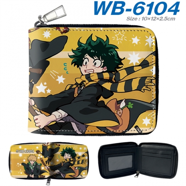 My Hero Academia Anime color short full zip folding wallet 10x12x2.5cm