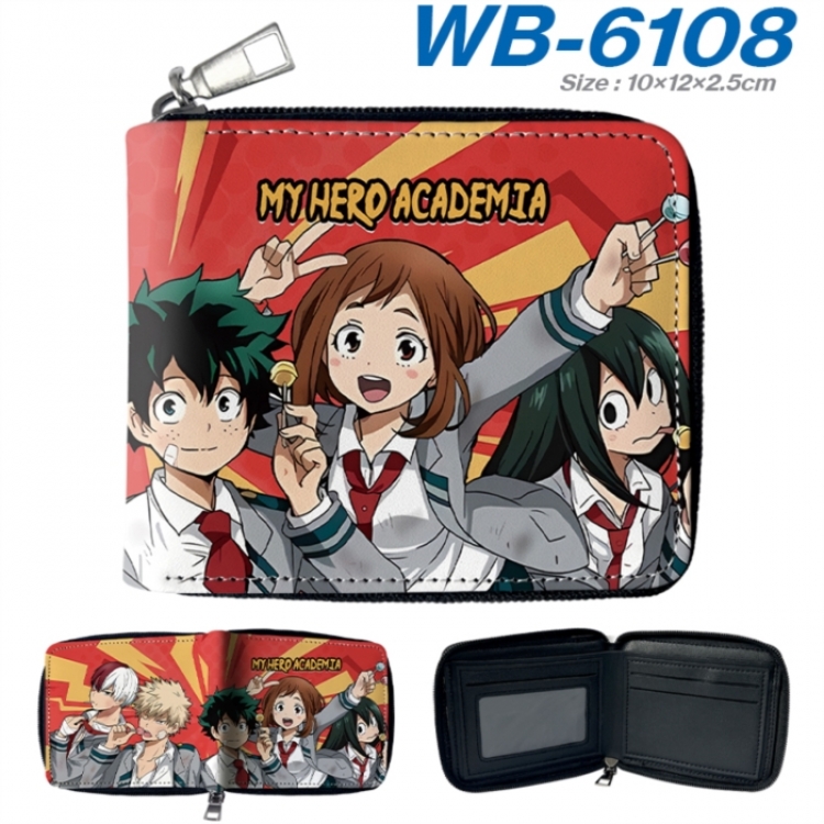 My Hero Academia Anime color short full zip folding wallet 10x12x2.5cm
