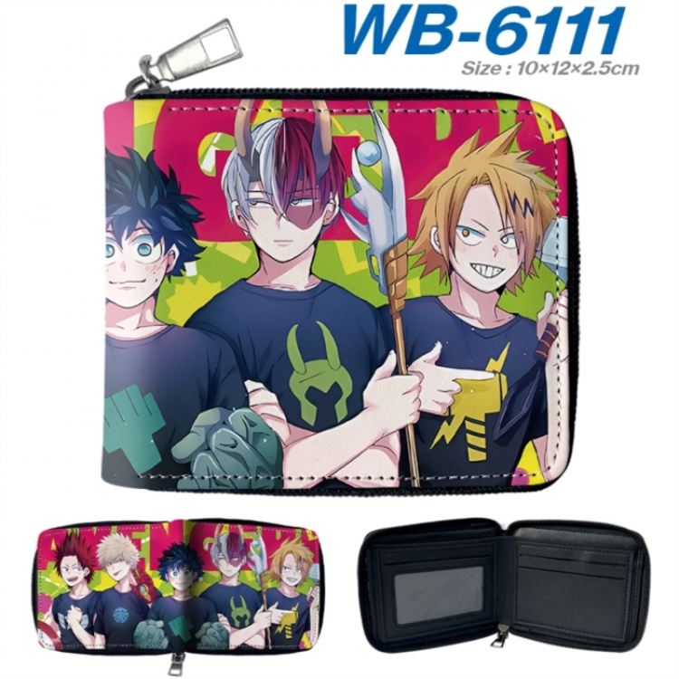My Hero Academia Anime color short full zip folding wallet 10x12x2.5cm
