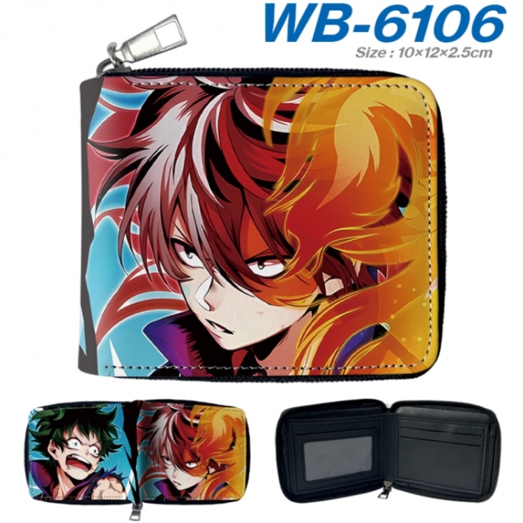 My Hero Academia Anime color short full zip folding wallet 10x12x2.5cm
