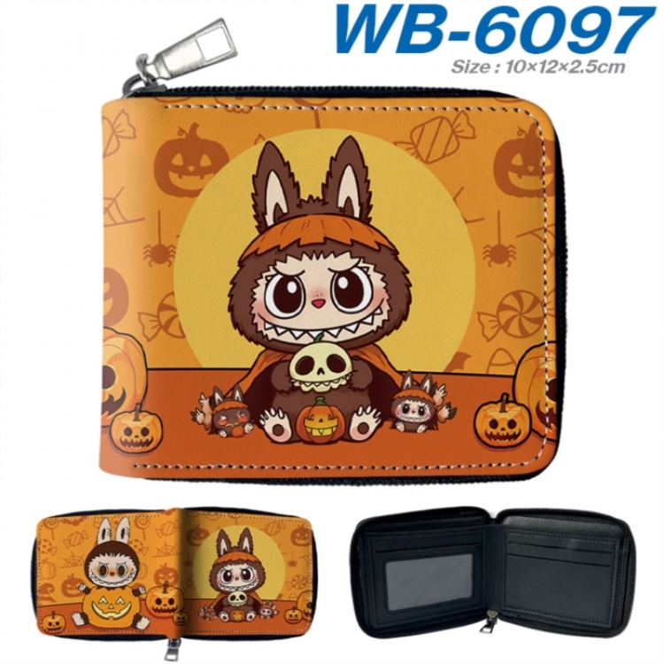 Labubu Anime color short full zip folding wallet 10x12x2.5cm
