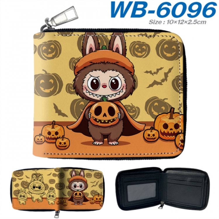 Labubu Anime color short full zip folding wallet 10x12x2.5cm
