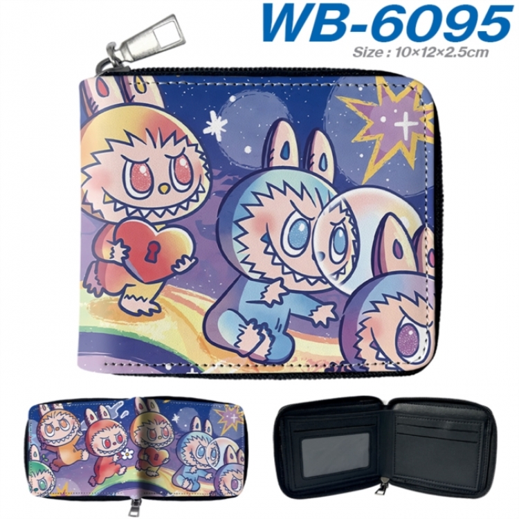 Labubu Anime color short full zip folding wallet 10x12x2.5cm