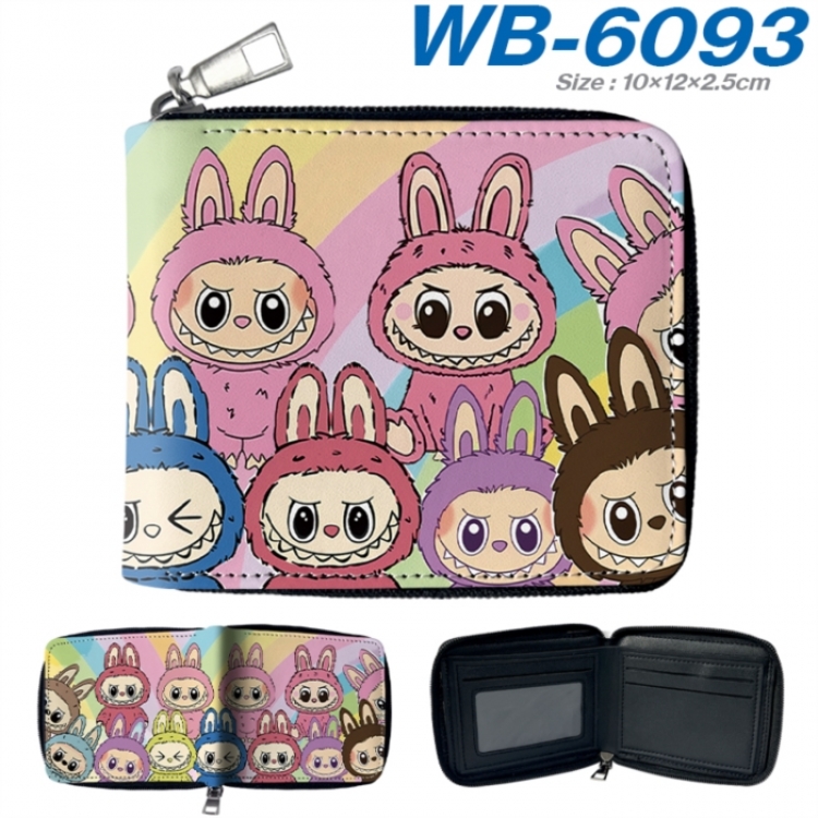 Labubu Anime color short full zip folding wallet 10x12x2.5cm