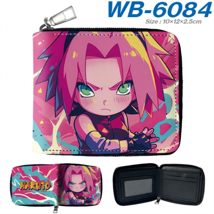 Naruto Anime color short full zip folding wallet 10x12x2.5cm