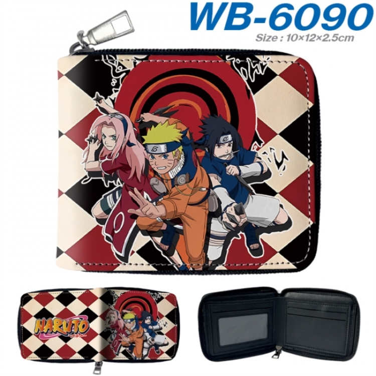 Naruto Anime color short full zip folding wallet 10x12x2.5cm