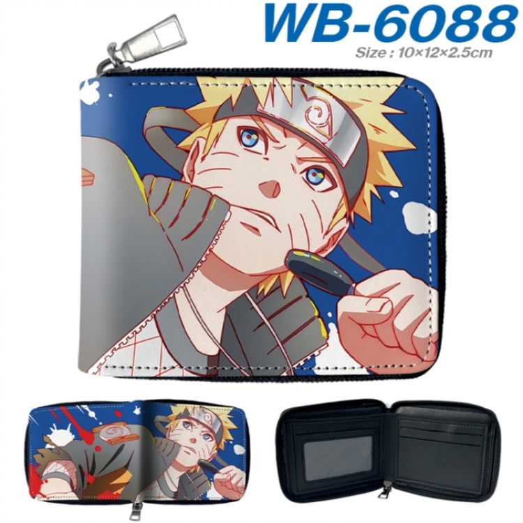 Naruto Anime color short full zip folding wallet 10x12x2.5cm