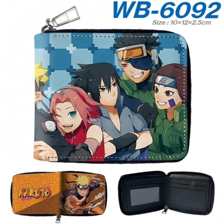 Naruto Anime color short full zip folding wallet 10x12x2.5cm