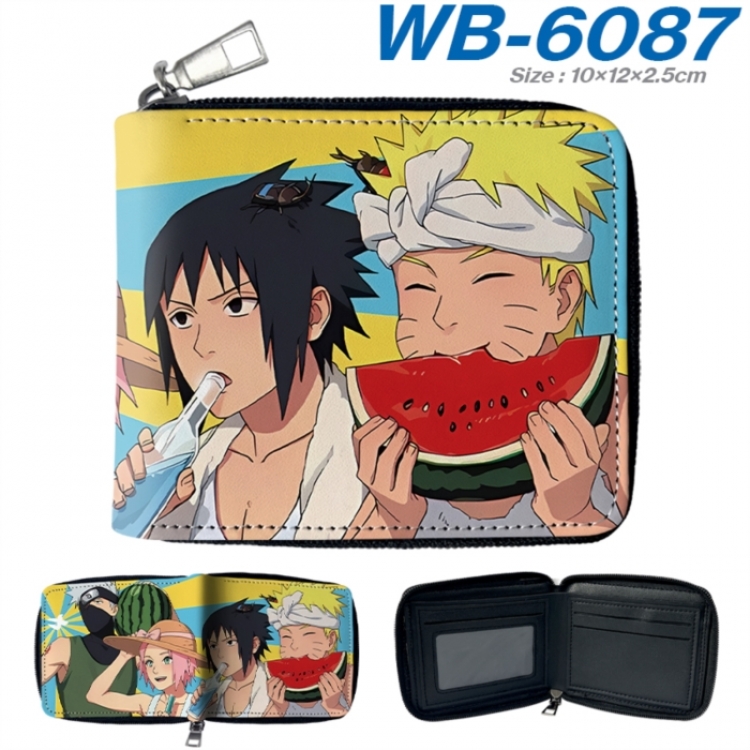 Naruto Anime color short full zip folding wallet 10x12x2.5cm