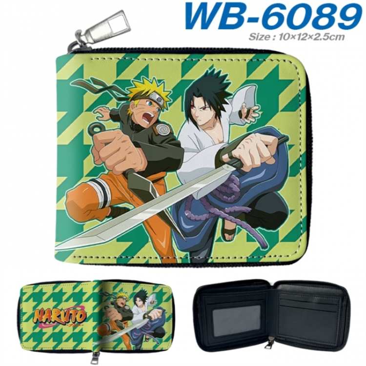 Naruto Anime color short full zip folding wallet 10x12x2.5cm