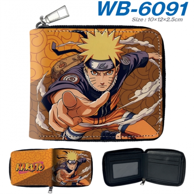 Naruto Anime color short full zip folding wallet 10x12x2.5cm