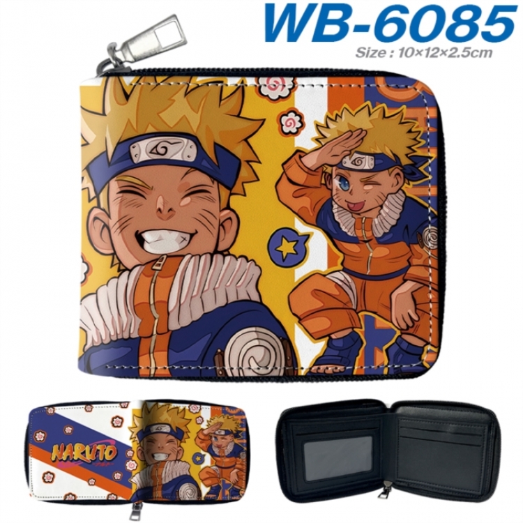 Naruto Anime color short full zip folding wallet 10x12x2.5cm