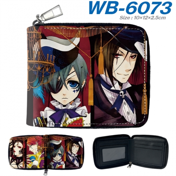 Kuroshitsuji Anime color short full zip folding wallet 10x12x2.5cm