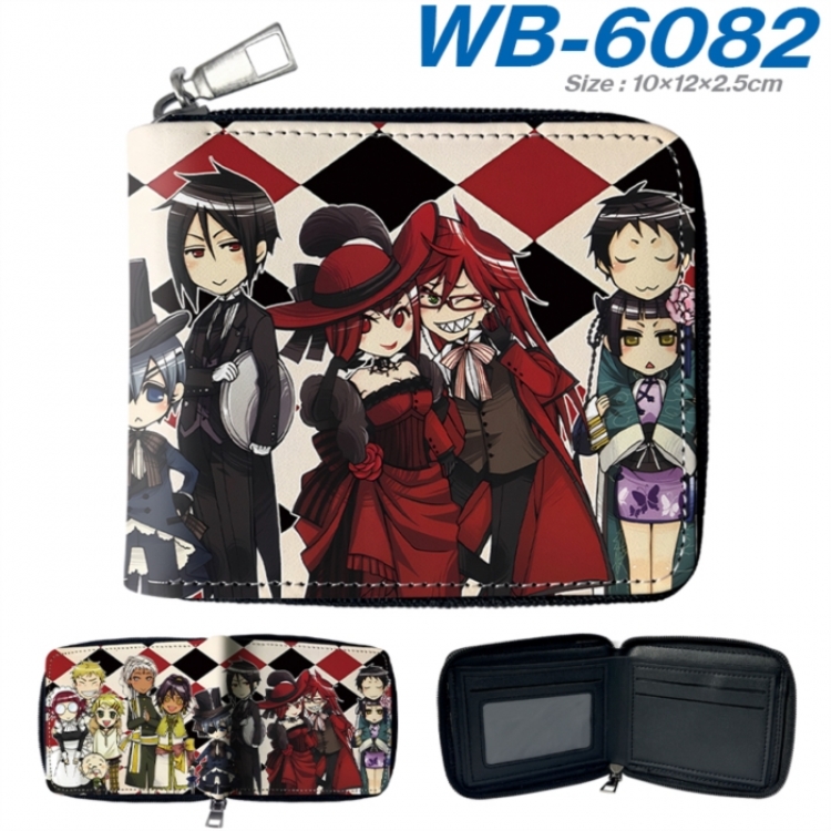 Kuroshitsuji Anime color short full zip folding wallet 10x12x2.5cm