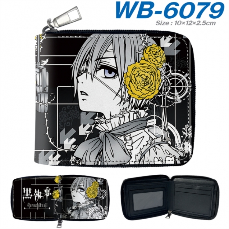 Kuroshitsuji Anime color short full zip folding wallet 10x12x2.5cm