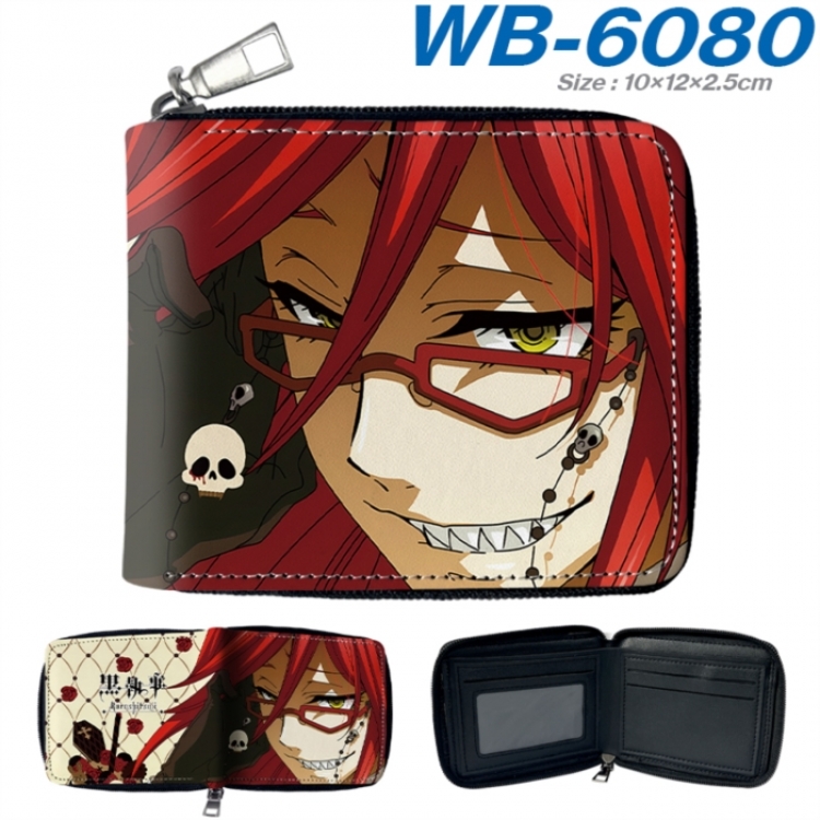 Kuroshitsuji Anime color short full zip folding wallet 10x12x2.5cm