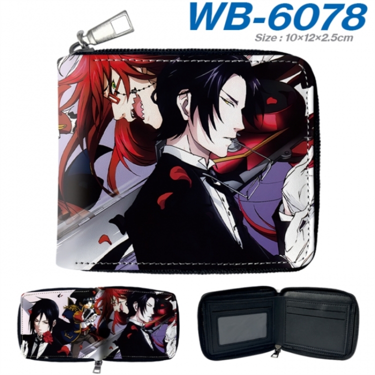 Kuroshitsuji Anime color short full zip folding wallet 10x12x2.5cm