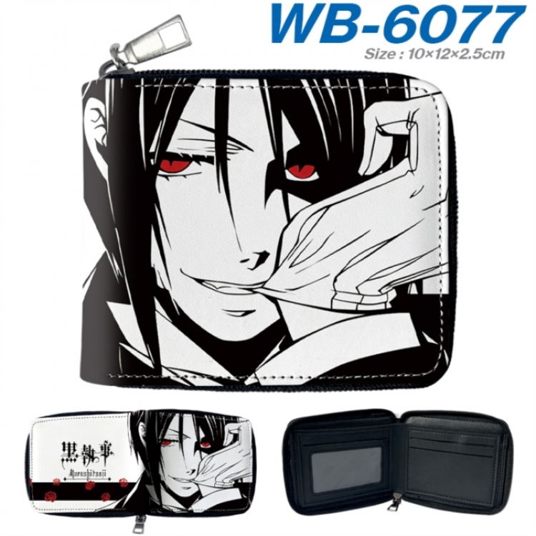 Kuroshitsuji Anime color short full zip folding wallet 10x12x2.5cm
