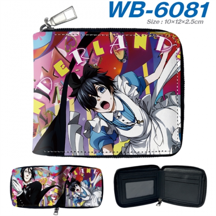 Kuroshitsuji Anime color short full zip folding wallet 10x12x2.5cm
