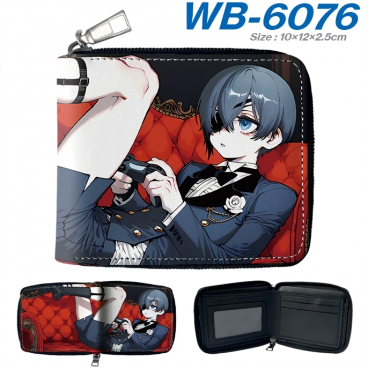 Kuroshitsuji Anime color short full zip folding wallet 10x12x2.5cm