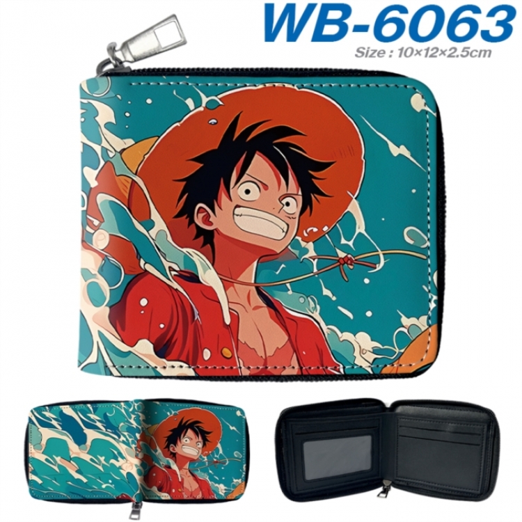 One Piece Anime color short full zip folding wallet 10x12x2.5cm