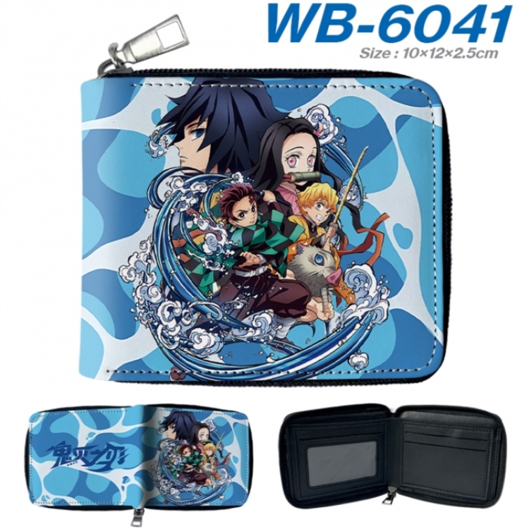 Demon Slayer Kimets Anime color short full zip folding wallet 10x12x2.5cm