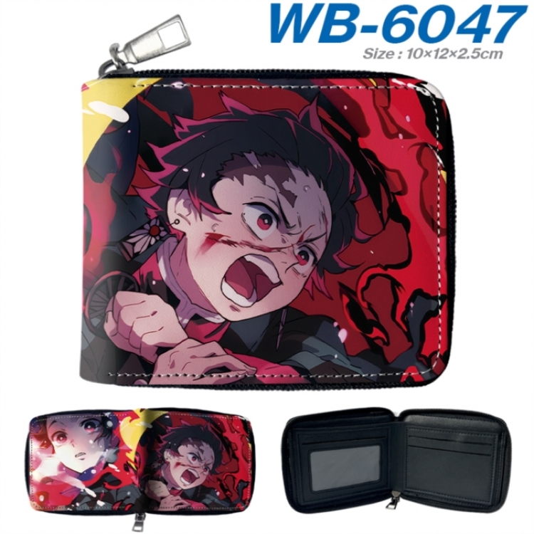 Demon Slayer Kimets Anime color short full zip folding wallet 10x12x2.5cm